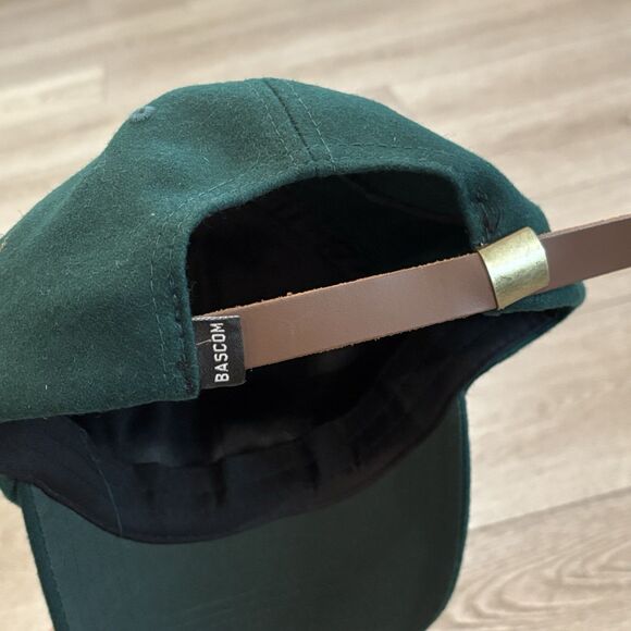 Bascom Projects Wool Baseball Cap Hat Leather Strap HI logo Green Casual Dad Hat - Picture 3 of 5